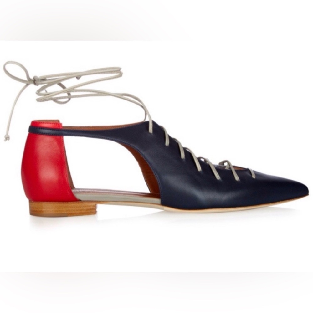 Malone Souliers Black and Red Flats with Gold Accents - Picture 4 of 4